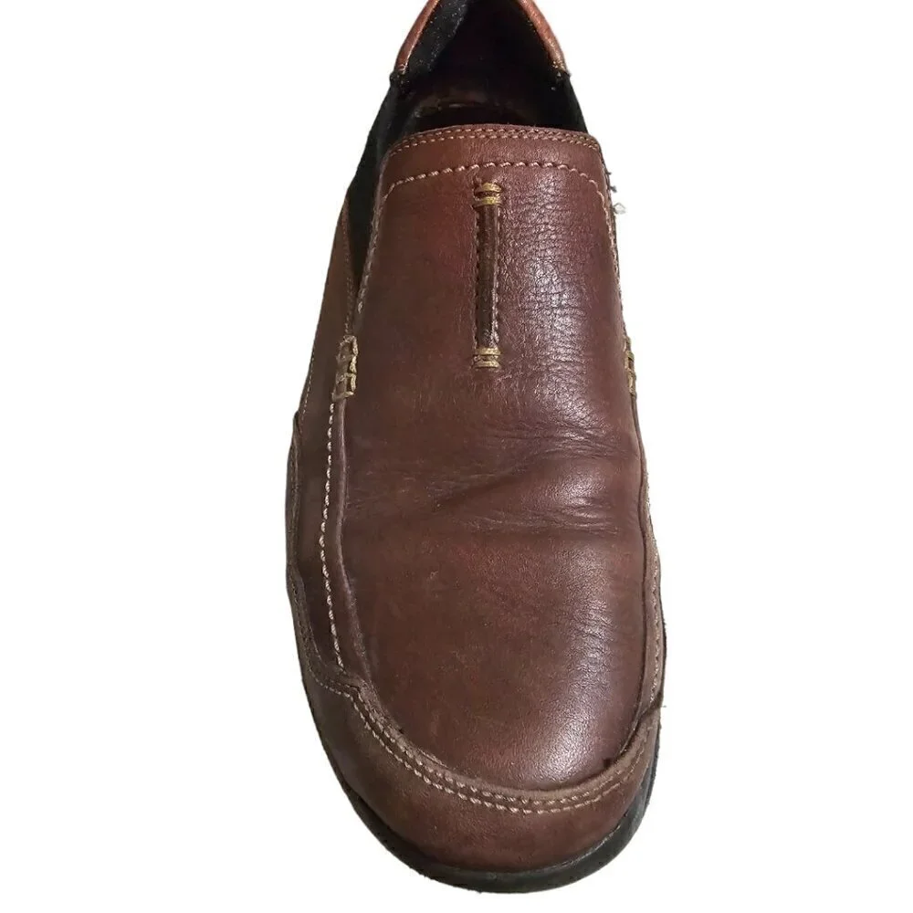Clarks Brown Leather Wavewalk Slip On Shoes Sz 11M